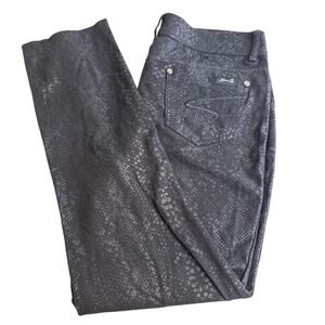 Seven7 knit pants black snake print embossed stretch rhinestone details  Sz 4